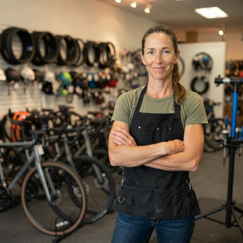 Dana, in her bike shop