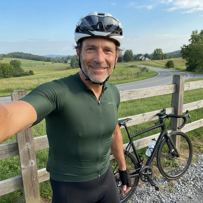 Marcus, a road cyclist, out on a ride